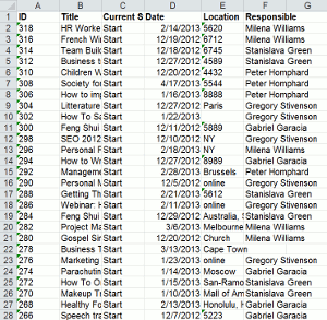 excel file for tracking work